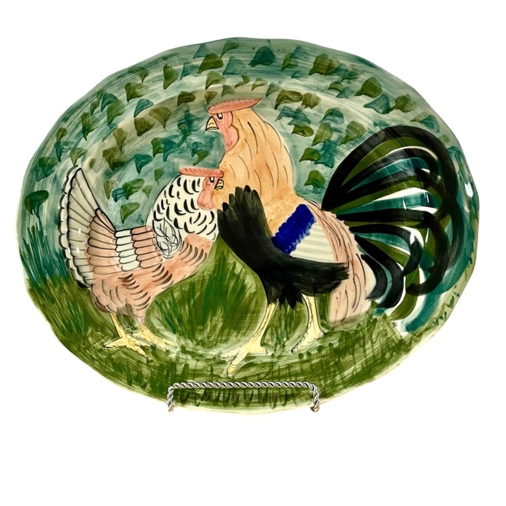 Oxney Green England Steve Duffy Large Rooster Chicken Platter Stoneware Cottage